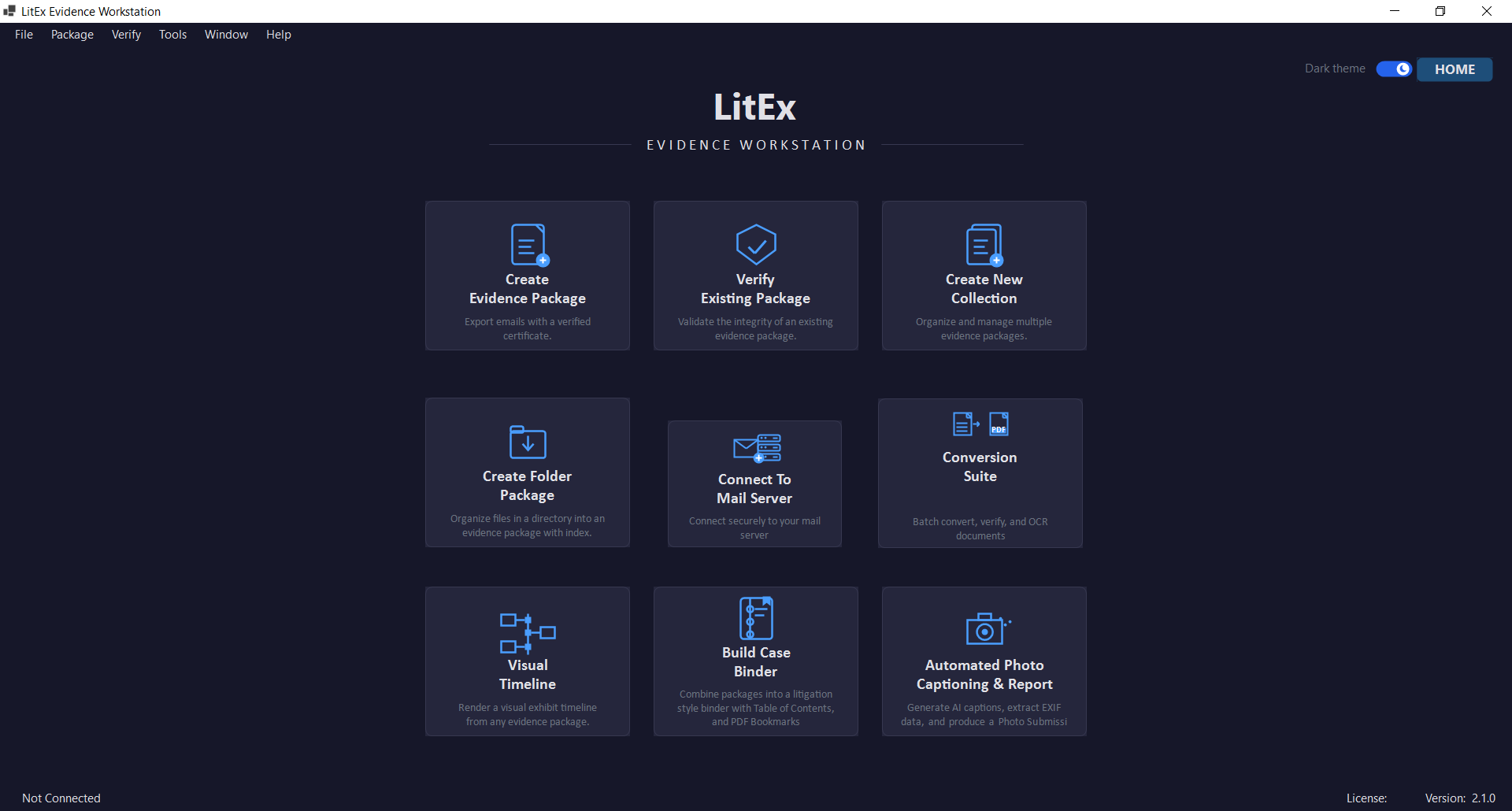 LitEx Evidence Workstation interface